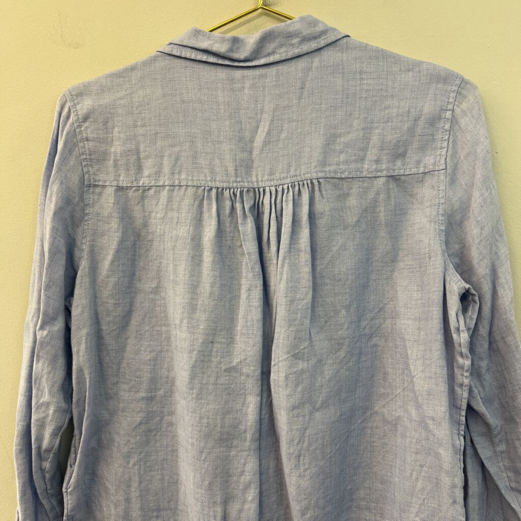 Sigrid Olsen 100% Linen Blue Long Sleeve Henley Top Small