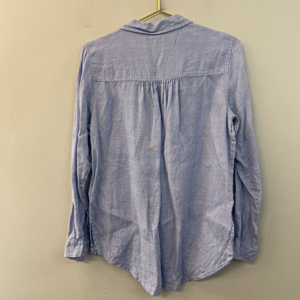 Sigrid Olsen 100% Linen Blue Long Sleeve Henley Top Small