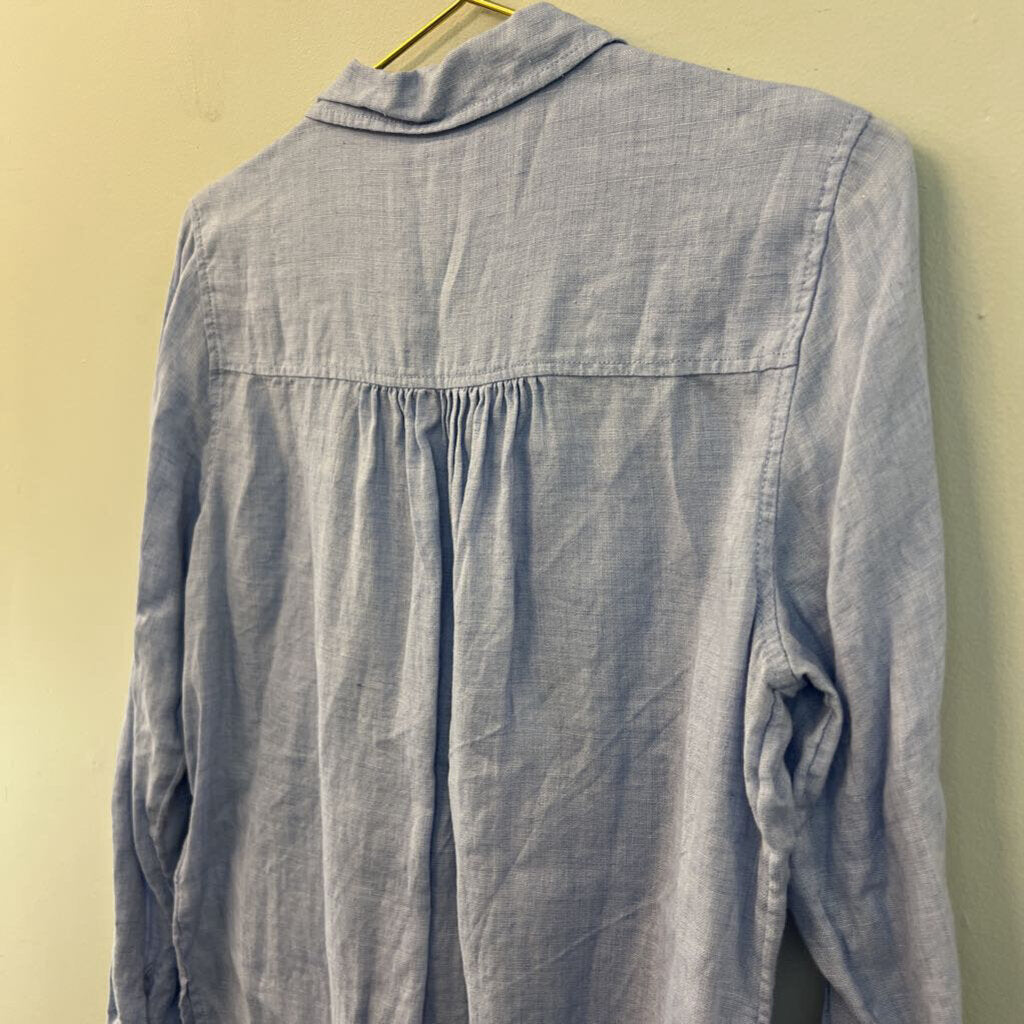 Sigrid Olsen 100% Linen Blue Long Sleeve Henley Top Small