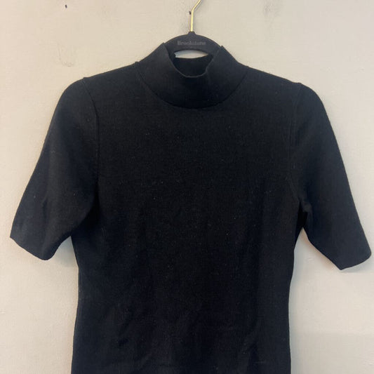 Ann Taylor Black Knit Short Sleeve Mock Neck Top Medium