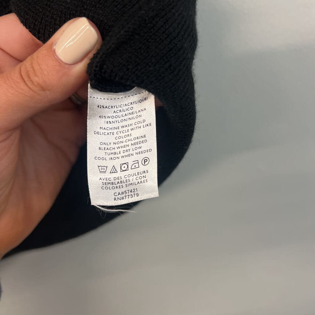 Ann Taylor Black Knit Short Sleeve Mock Neck Top Medium