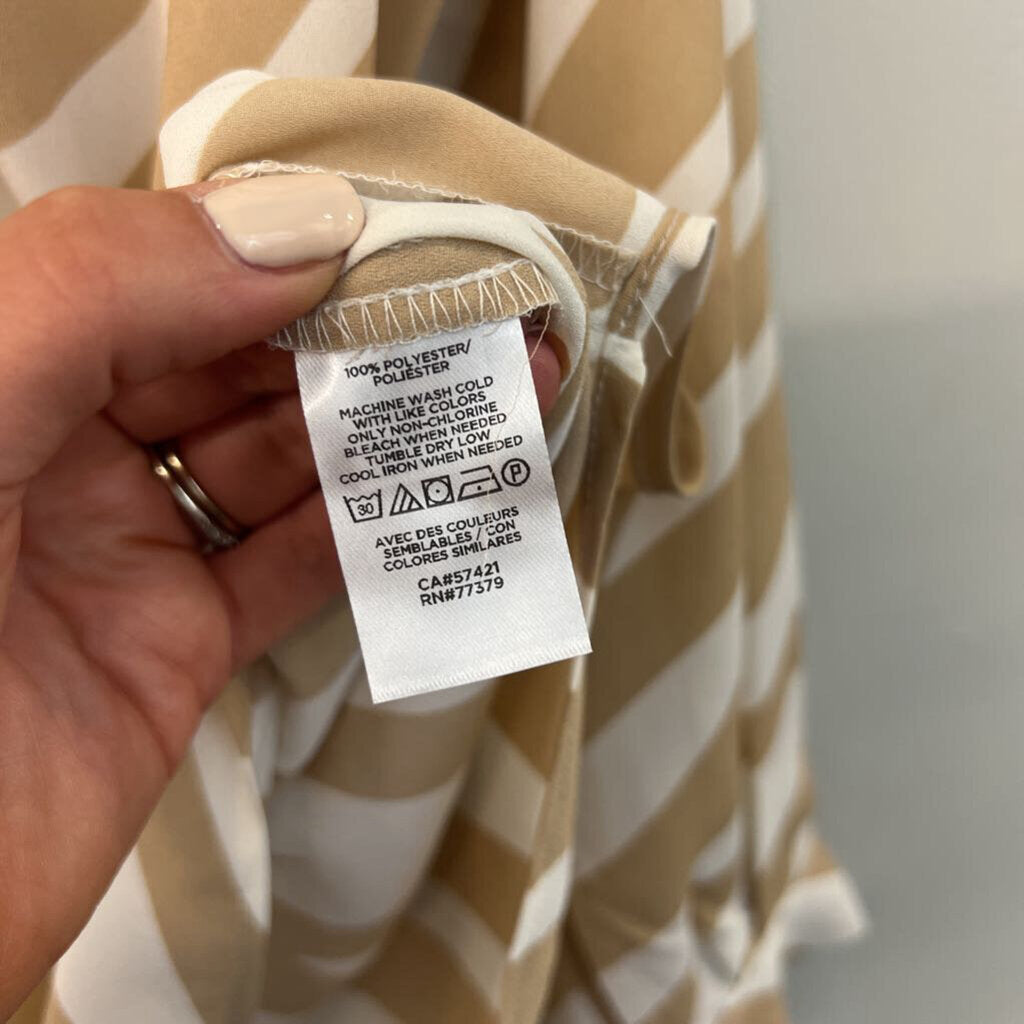 Ann Taylor Brown/ White Print Long Sleeve Top Small