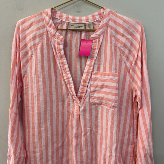 Martha Stewart Pink Striped Long Sleeve Dress Medium