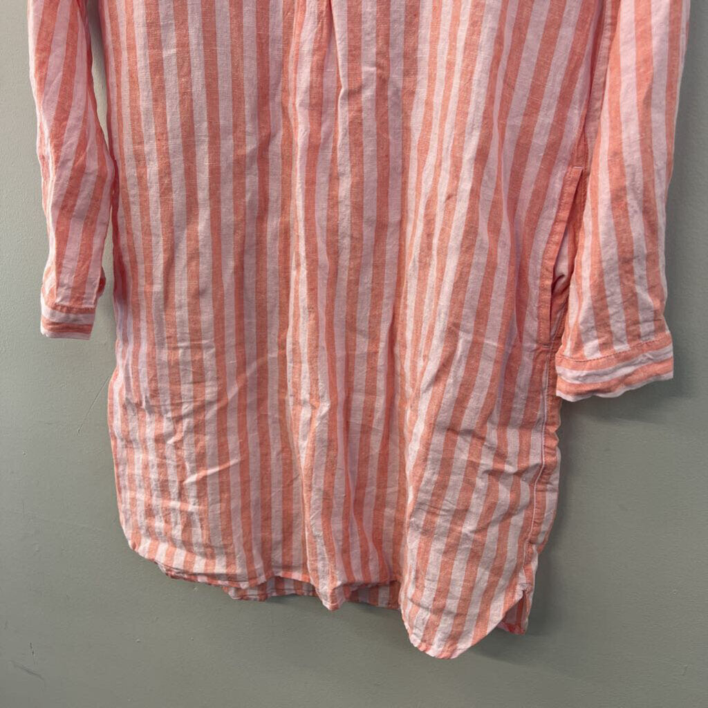 Martha Stewart Pink Striped Long Sleeve Dress Medium