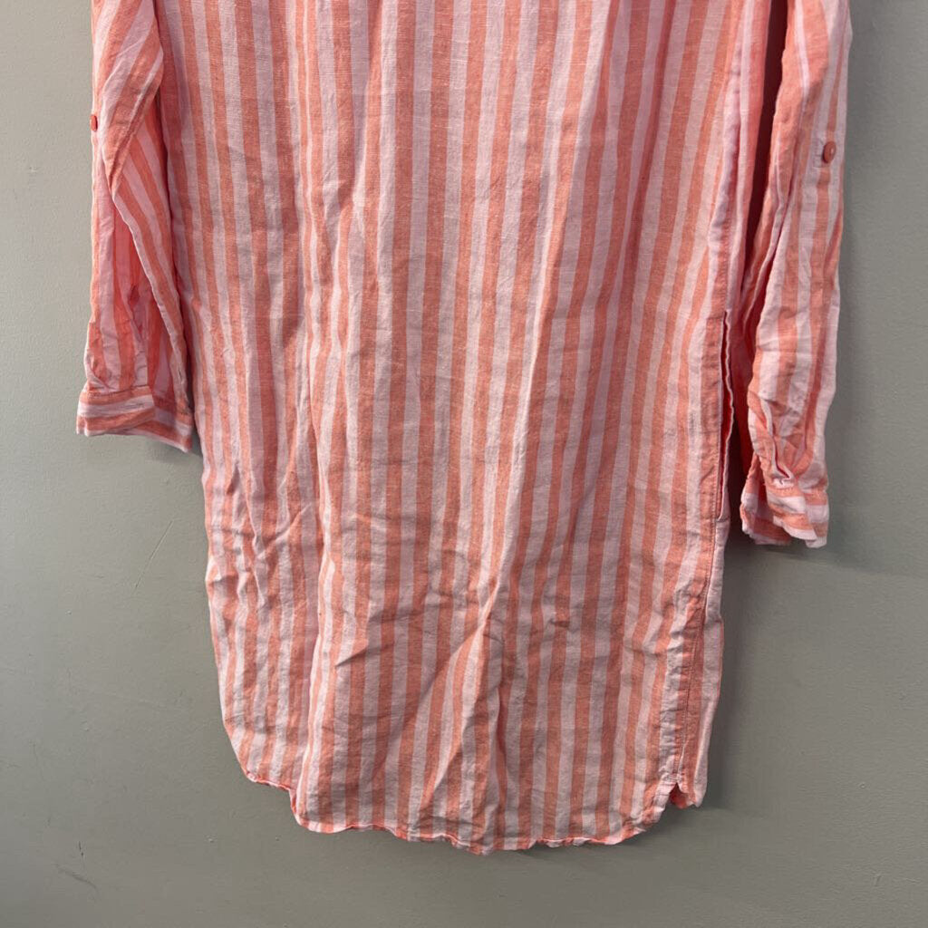 Martha Stewart Pink Striped Long Sleeve Dress Medium