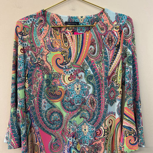 Tommy Hilfiger Blue/ Multi Paisley Print Long Sleeve Dress 8