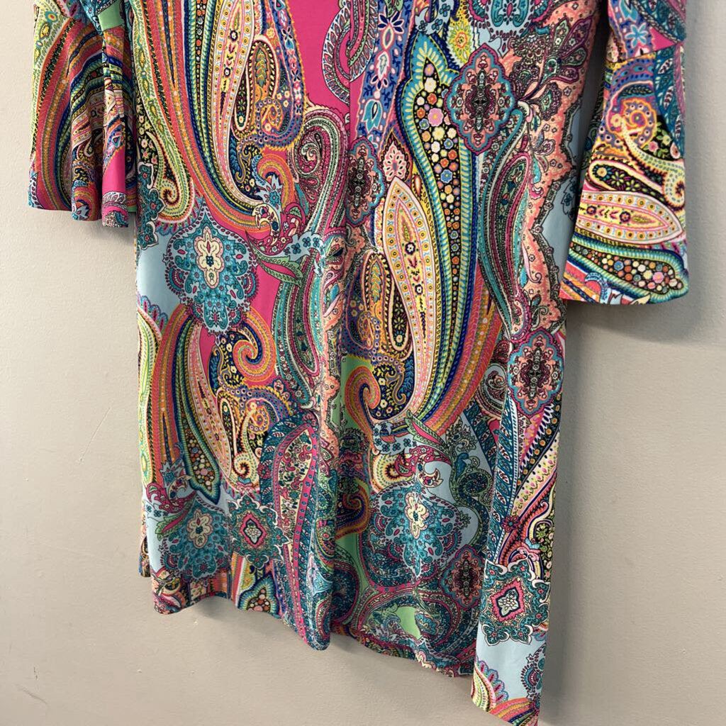 Tommy Hilfiger Blue/ Multi Paisley Print Long Sleeve Dress 8