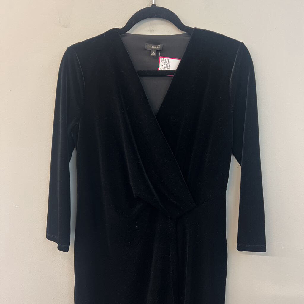 Talbots Black Velvet Long Sleeve Dress Small