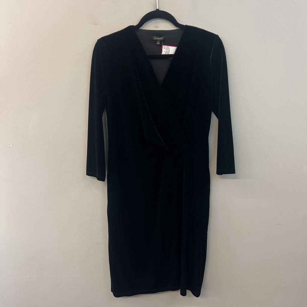 Talbots Black Velvet Long Sleeve Dress Small