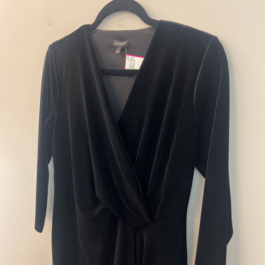 Talbots Black Velvet Long Sleeve Dress Small