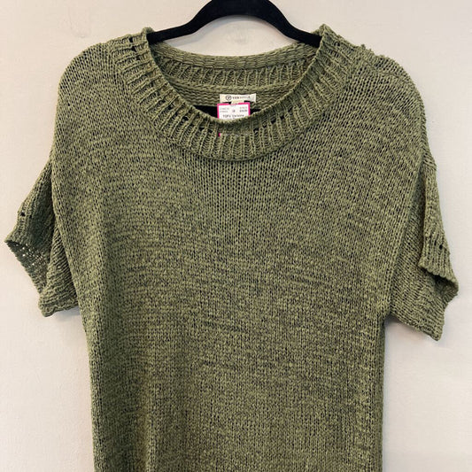 Versona Green Knit Short Sleeve Tunic Top Medium