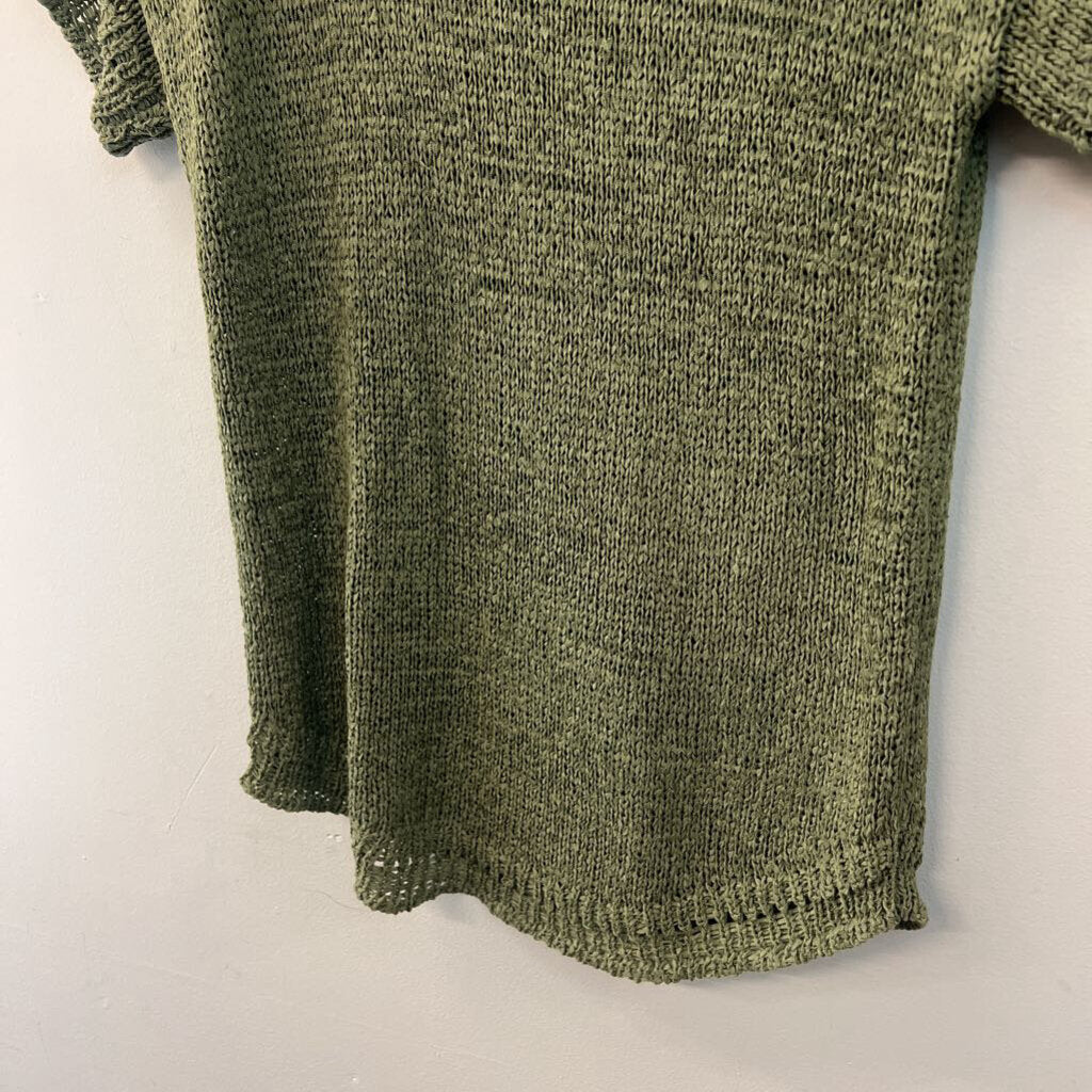 Versona Green Knit Short Sleeve Tunic Top Medium