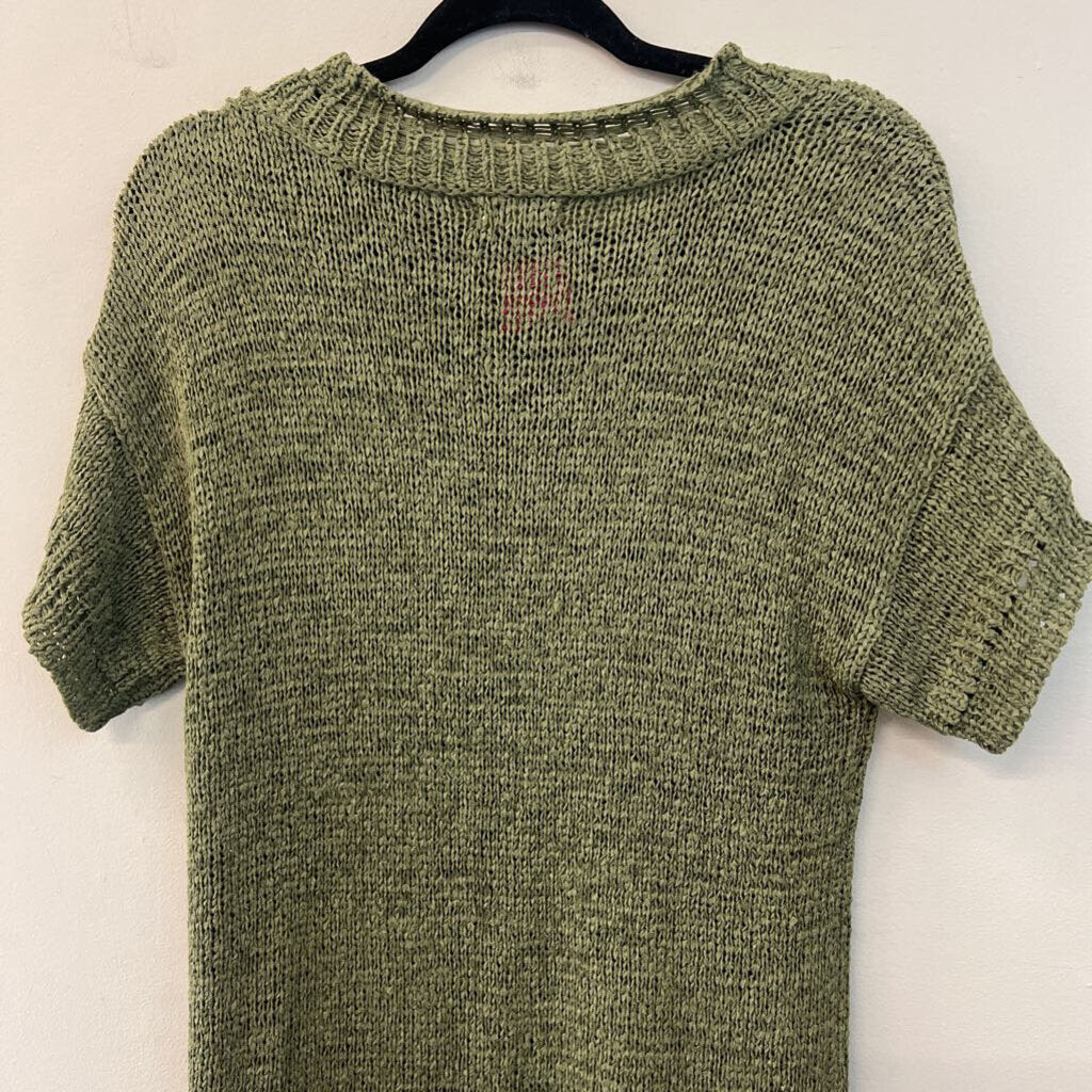 Versona Green Knit Short Sleeve Tunic Top Medium