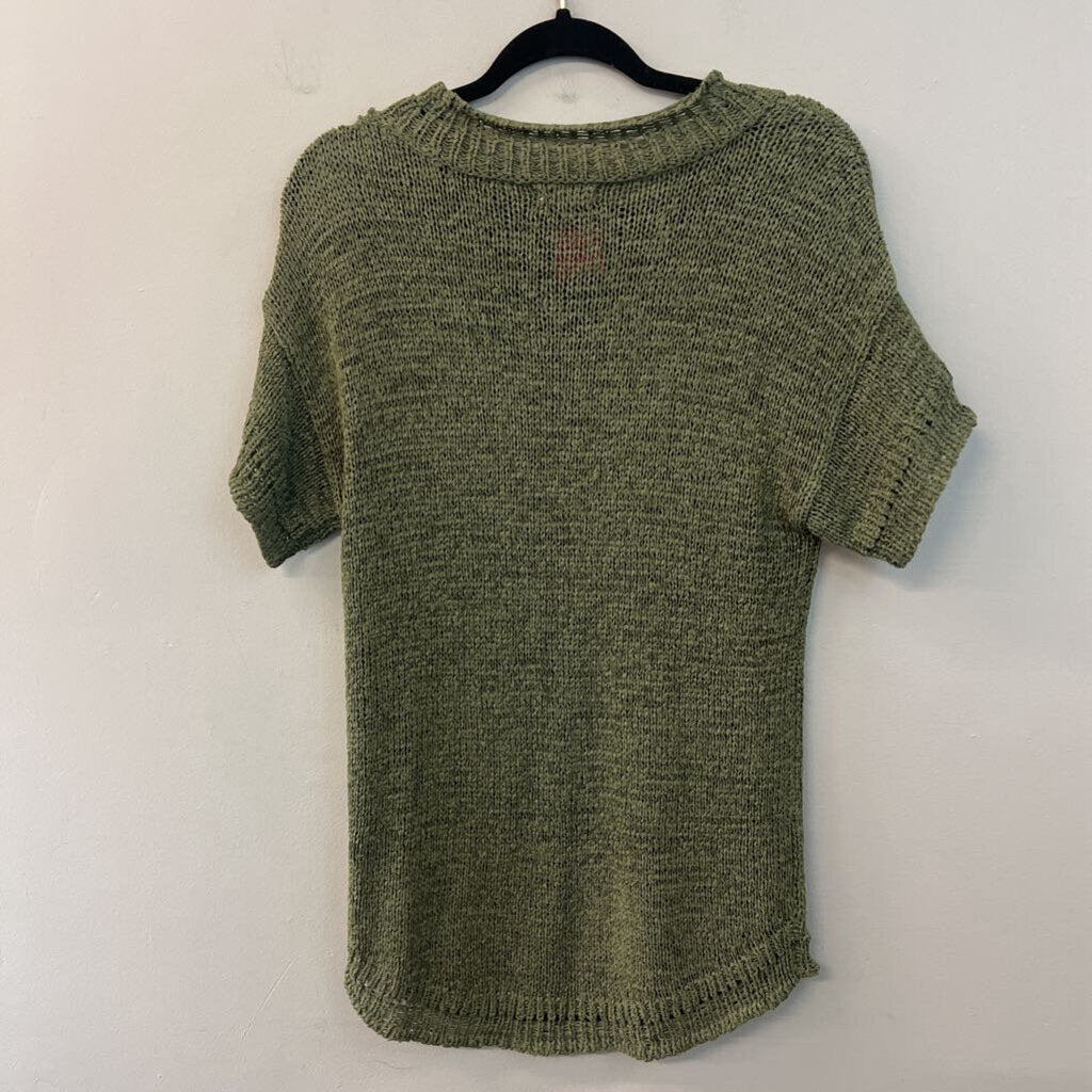 Versona Green Knit Short Sleeve Tunic Top Medium
