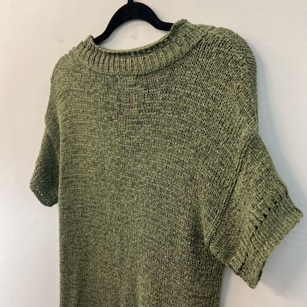 Versona Green Knit Short Sleeve Tunic Top Medium