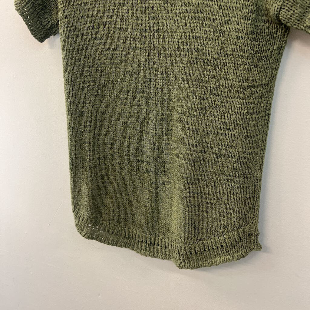 Versona Green Knit Short Sleeve Tunic Top Medium