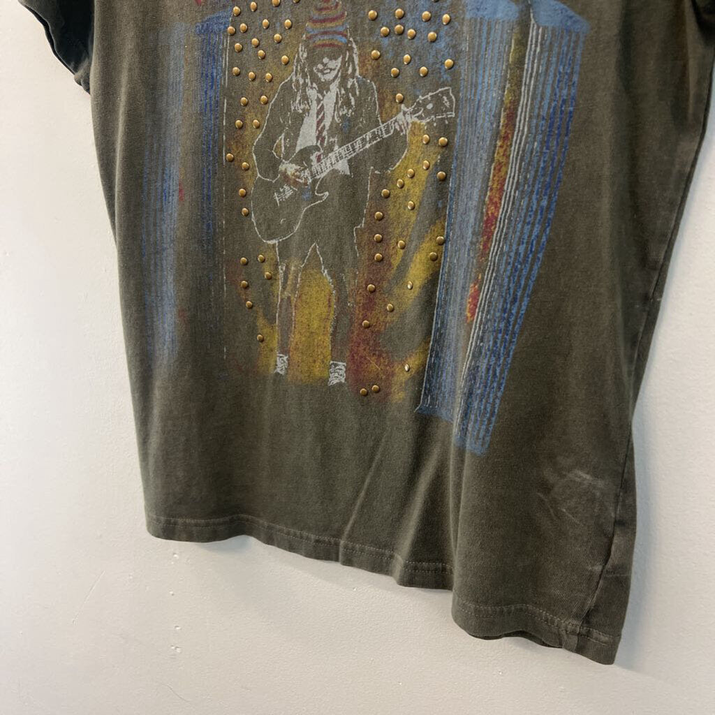 ACDC Grey Studded Short Sleeve Graphic Tee Extra Small