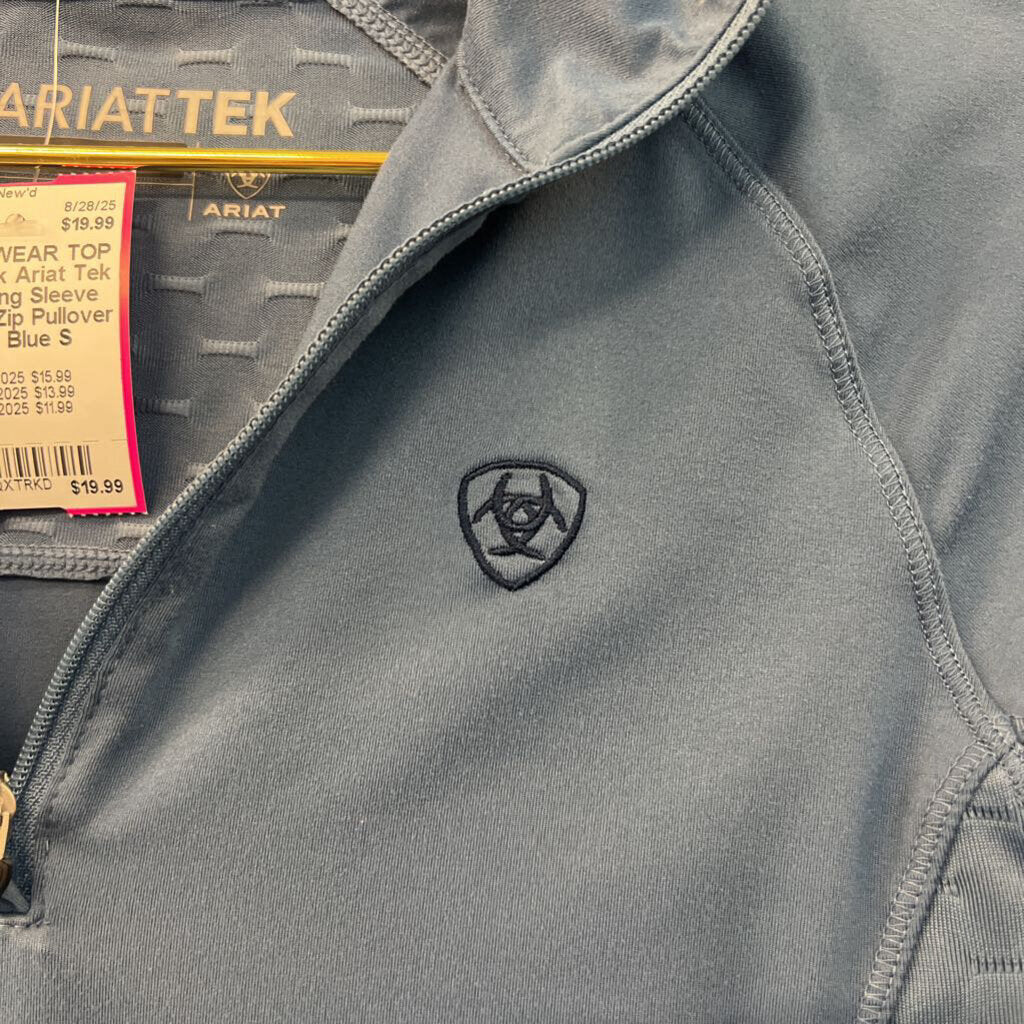 Ariat Tek Blue Long Sleeve Quarter Zip Pullover Small