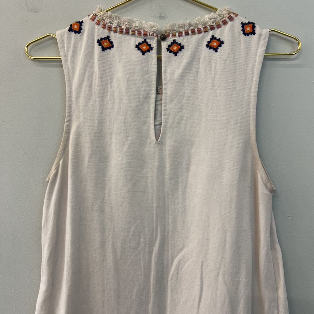 Anthropologie Beige/ Multi Embroidered Tank Shift Dress 4