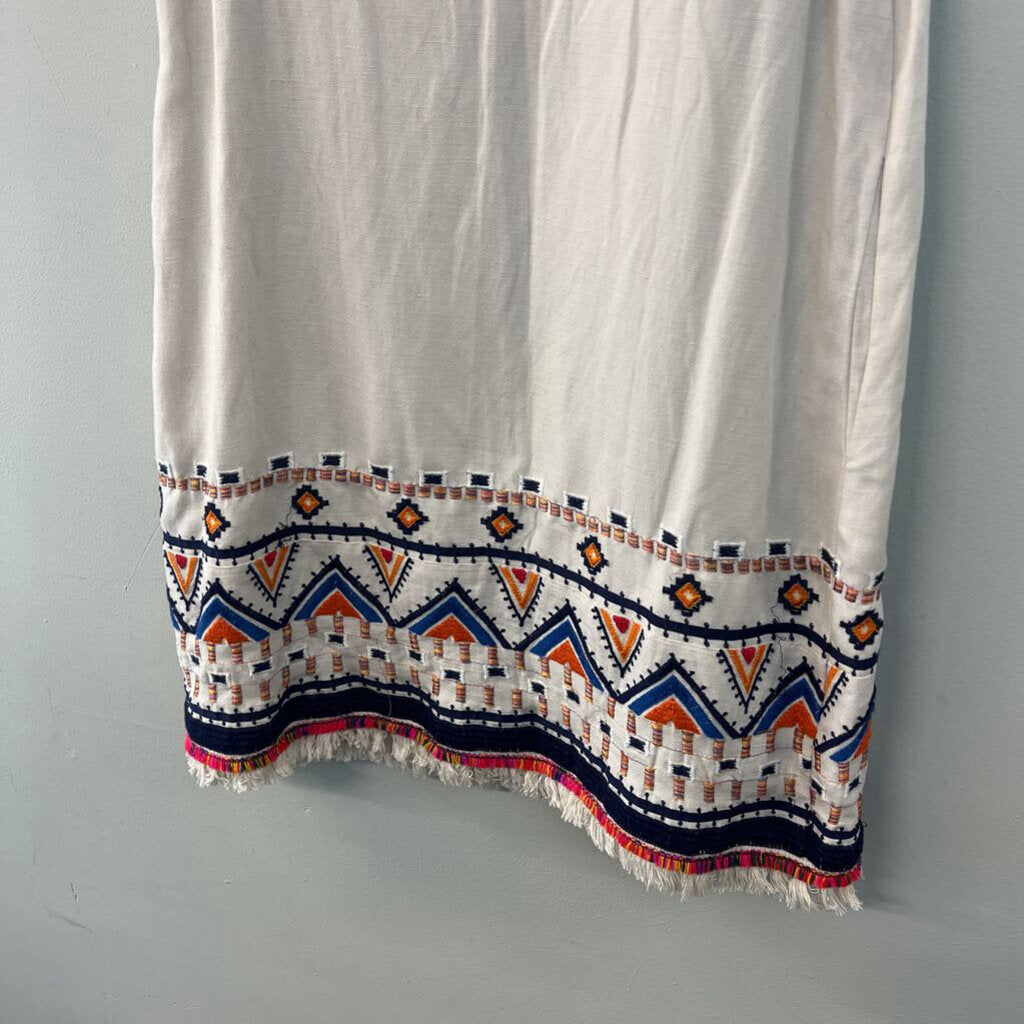 Anthropologie Beige/ Multi Embroidered Tank Shift Dress 4