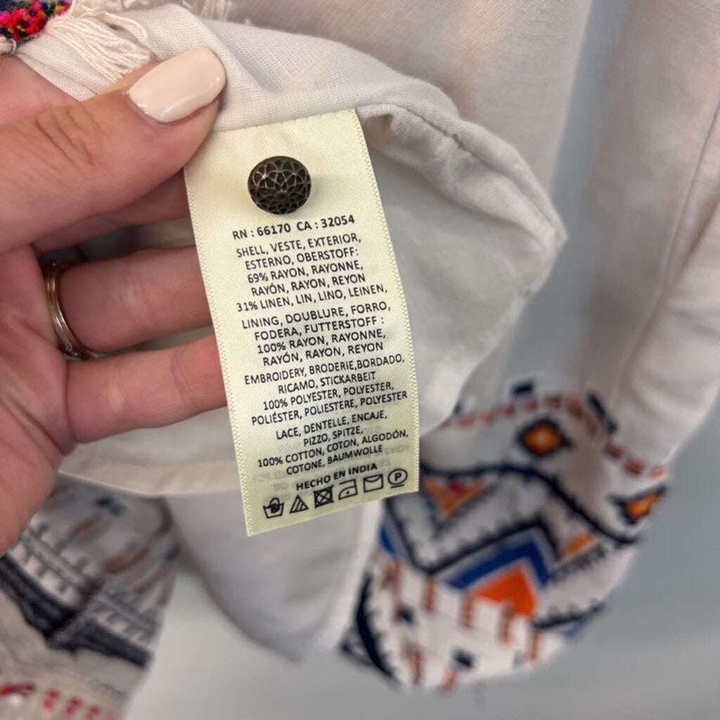 Anthropologie Beige/ Multi Embroidered Tank Shift Dress 4