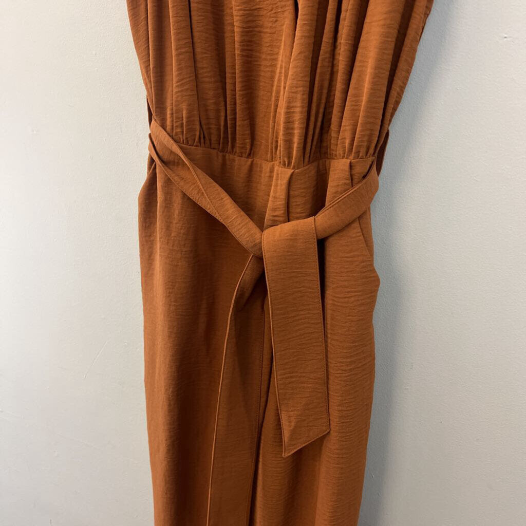 Entro Brown Sleeveless Tie Waist Jumpsuit Small