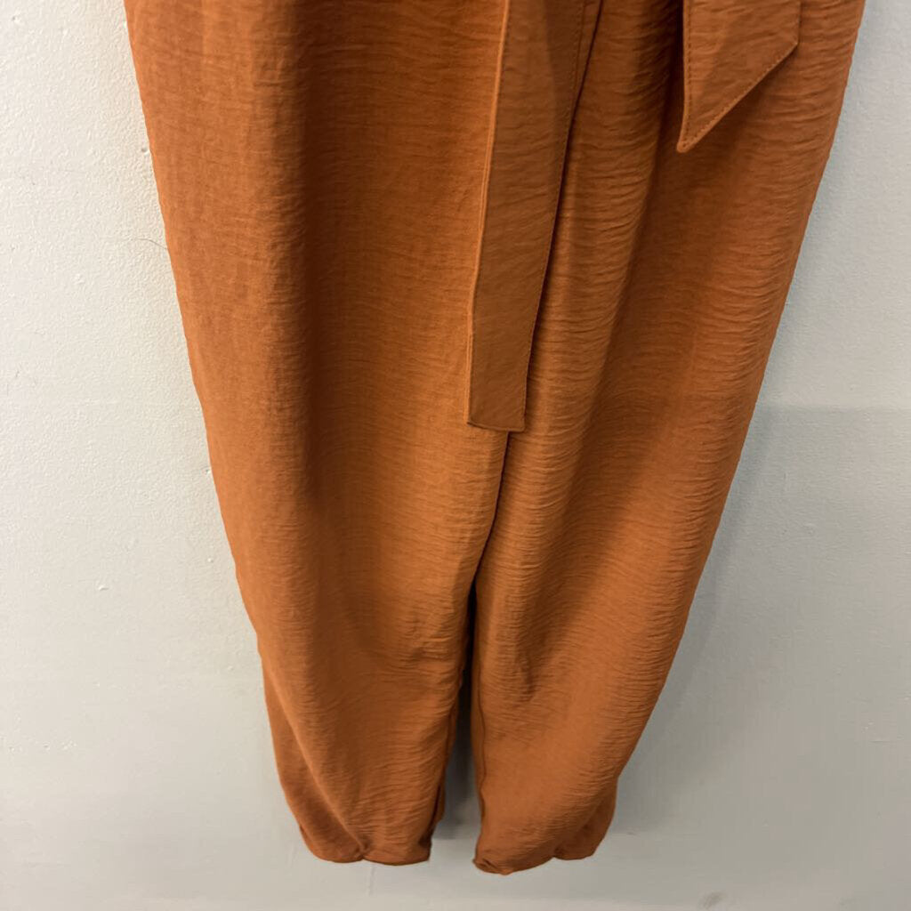 Entro Brown Sleeveless Tie Waist Jumpsuit Small