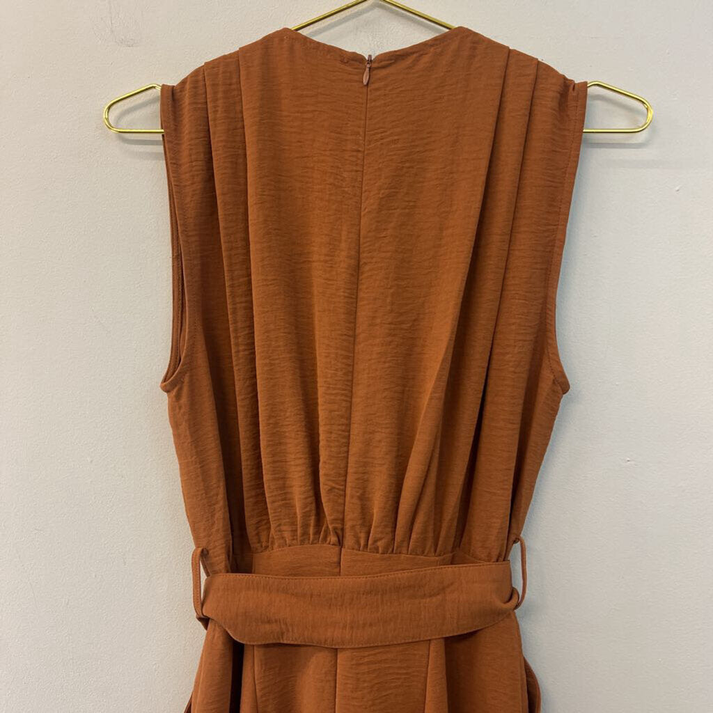 Entro Brown Sleeveless Tie Waist Jumpsuit Small