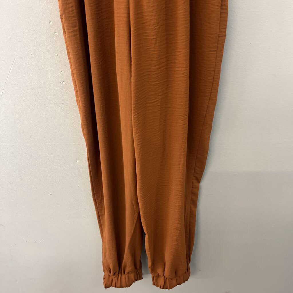 Entro Brown Sleeveless Tie Waist Jumpsuit Small