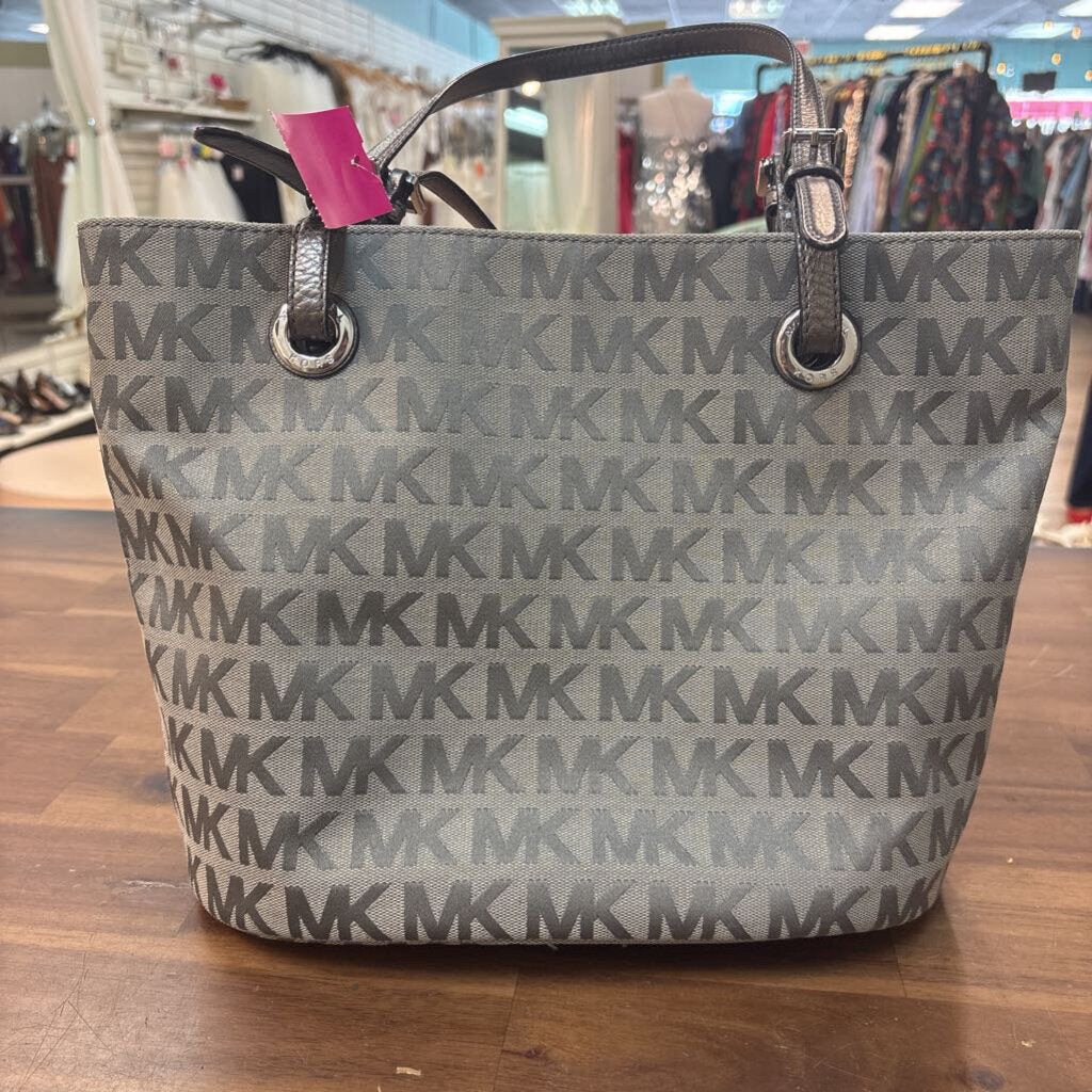 Michael Kors Grey Canvas Logo Print Purse