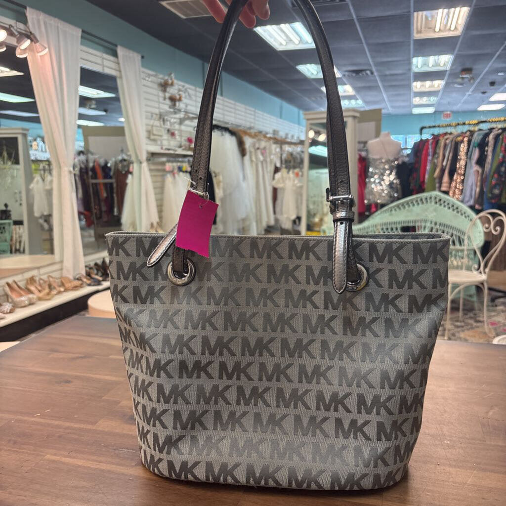 Michael Kors Grey Canvas Logo Print Purse