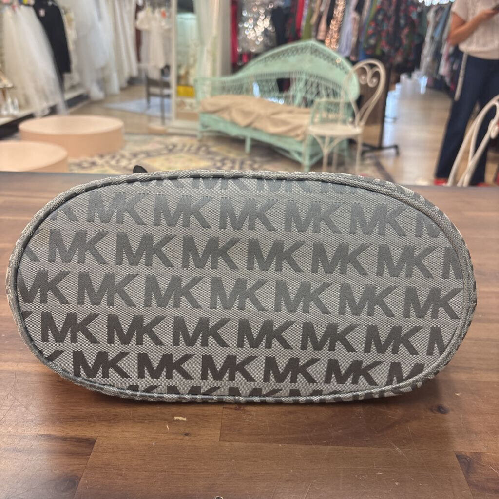 Michael Kors Grey Canvas Logo Print Purse