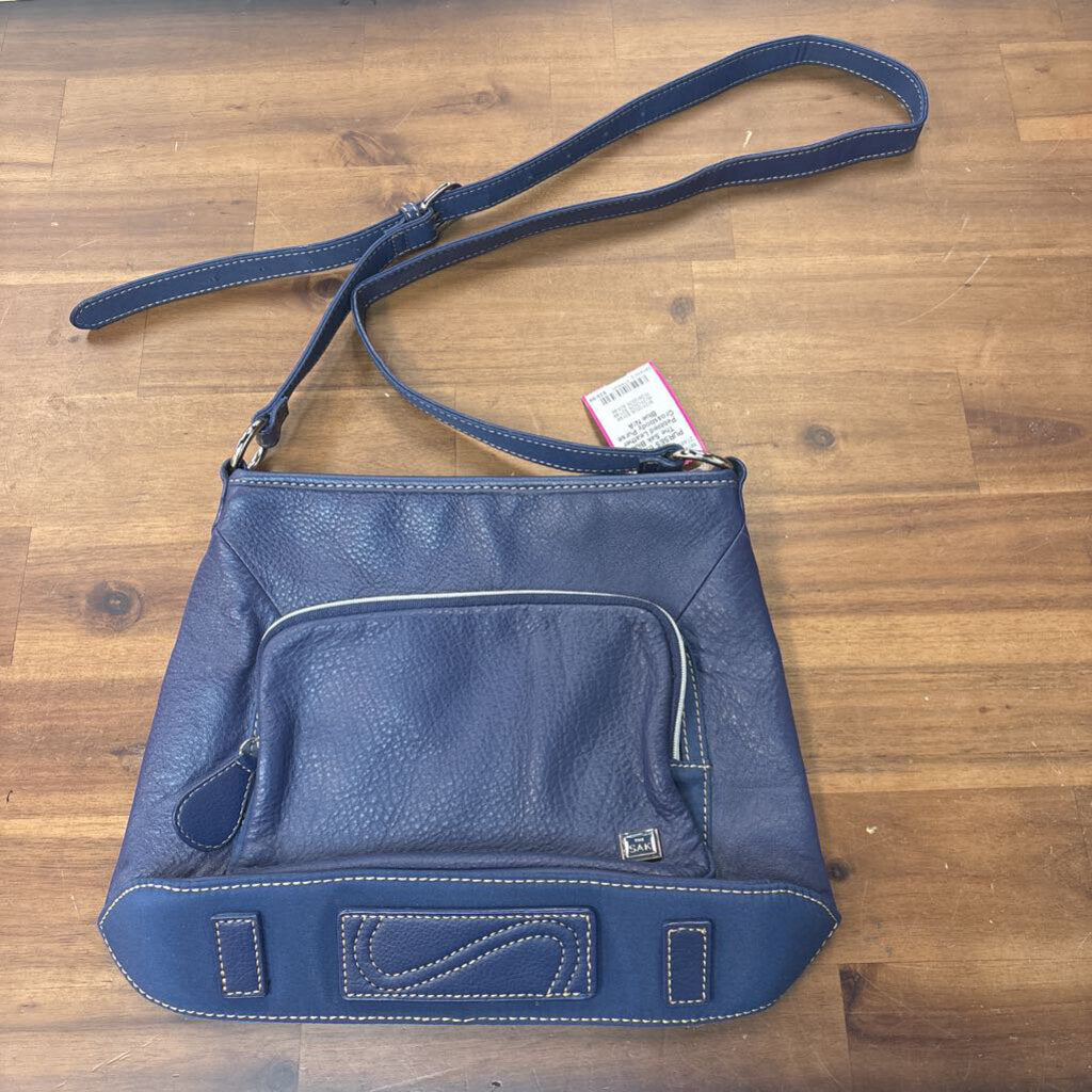 The Sak Blue Pebbled Leather Crossbody Purse