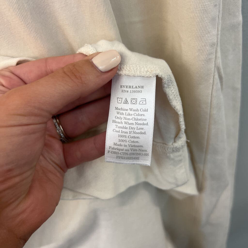 Everlane Cream Short Sleeve Dress Large