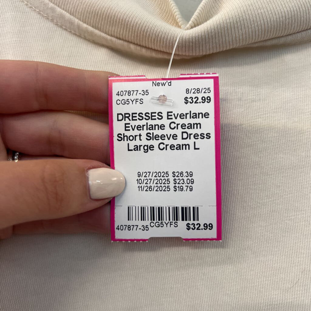 Everlane Cream Short Sleeve Dress Large