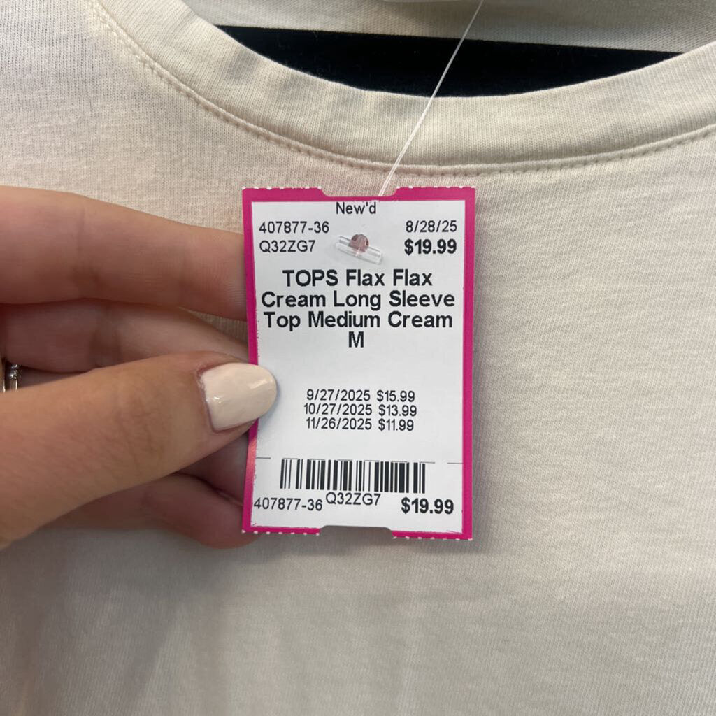 Flax Cream Long Sleeve Top Medium
