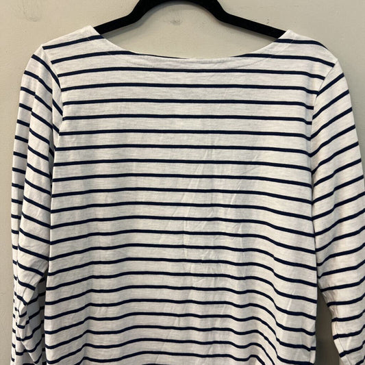J Crew White/ Navy Striped Long Sleeve Top Medium
