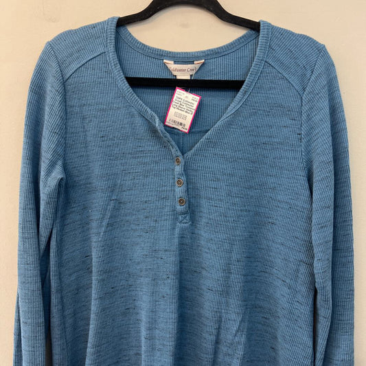 Coldwater Creek Blue Textured Long Sleeve Henley Top Medium