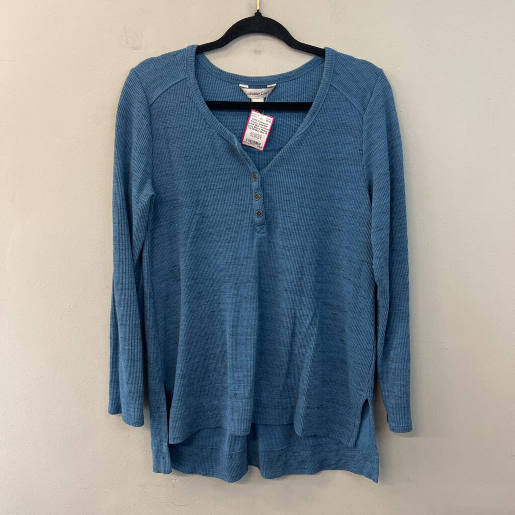 Coldwater Creek Blue Textured Long Sleeve Henley Top Medium