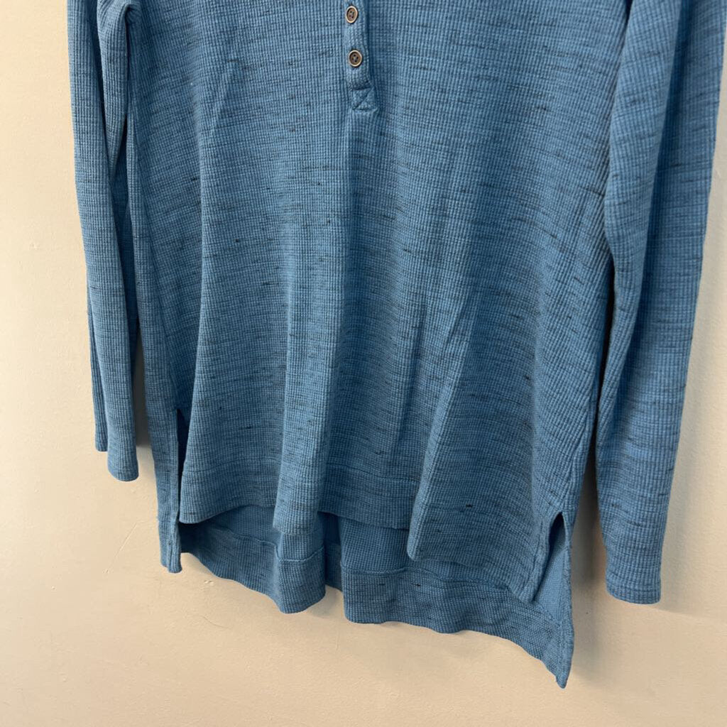 Coldwater Creek Blue Textured Long Sleeve Henley Top Medium