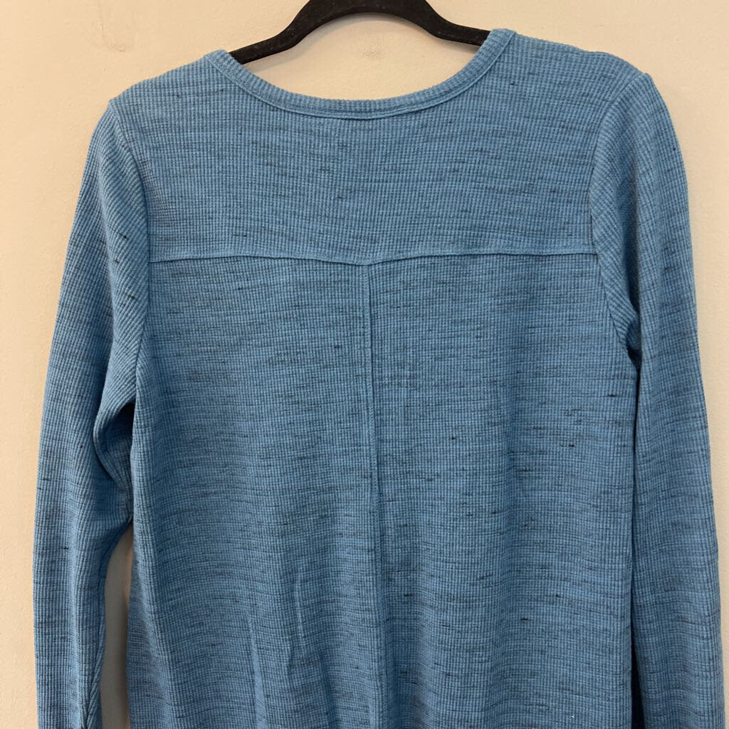 Coldwater Creek Blue Textured Long Sleeve Henley Top Medium