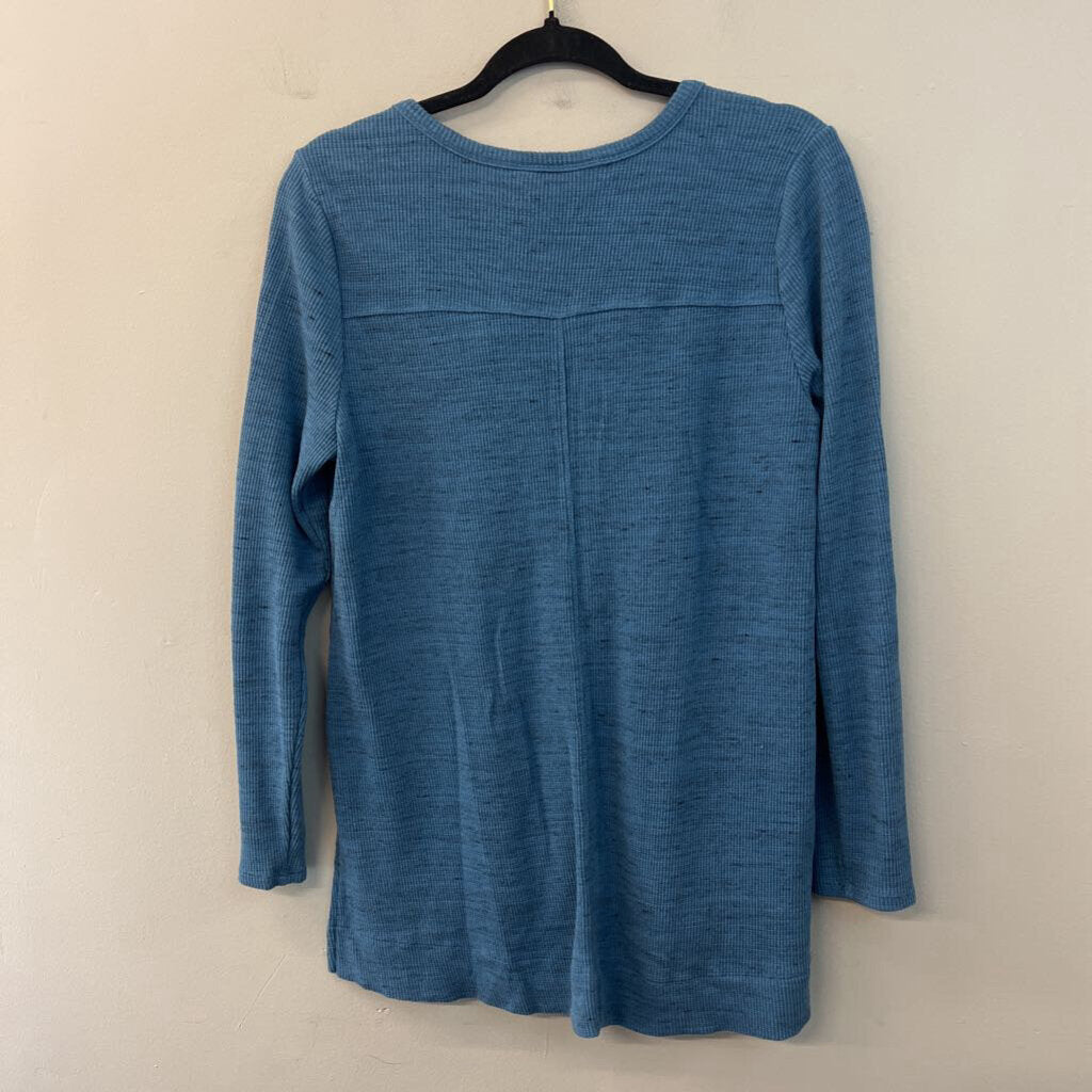 Coldwater Creek Blue Textured Long Sleeve Henley Top Medium