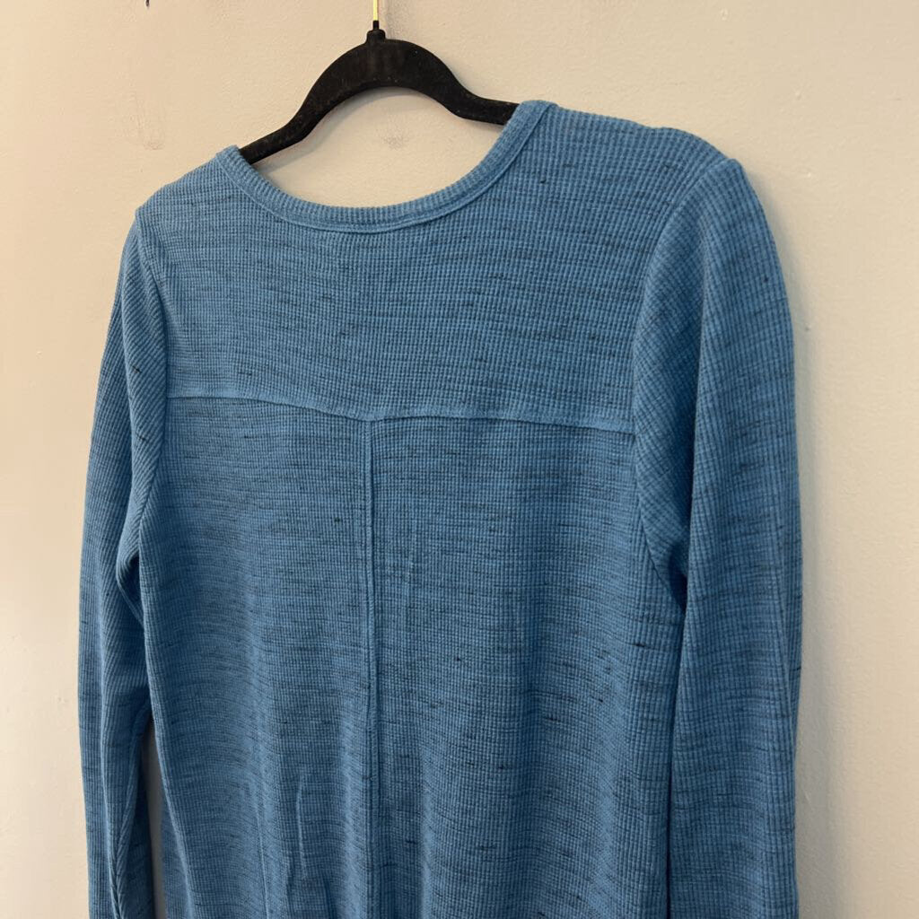 Coldwater Creek Blue Textured Long Sleeve Henley Top Medium