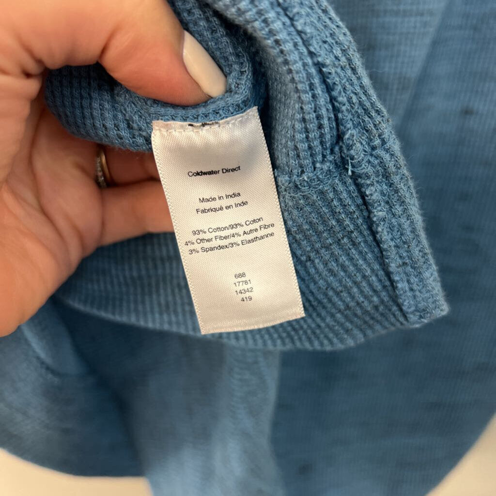 Coldwater Creek Blue Textured Long Sleeve Henley Top Medium