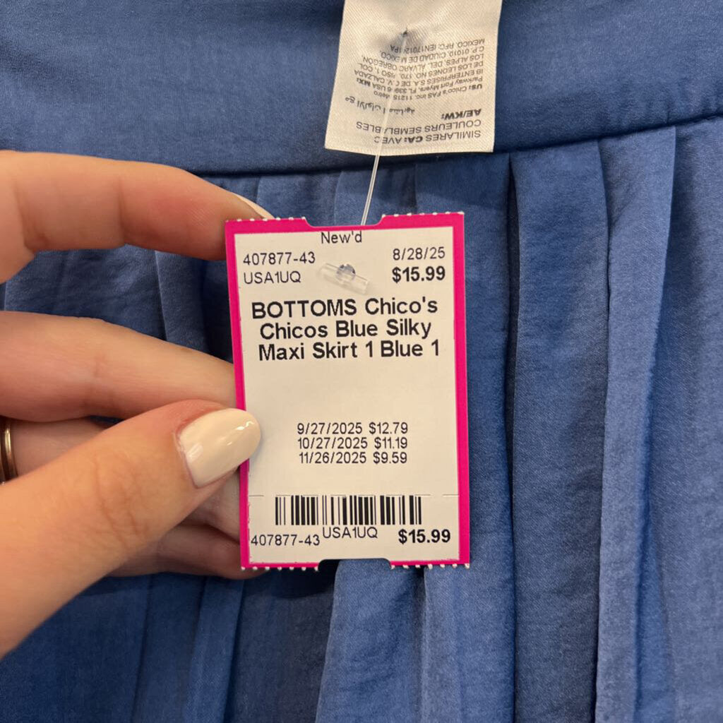 Chicos Blue Silky Maxi Skirt 1