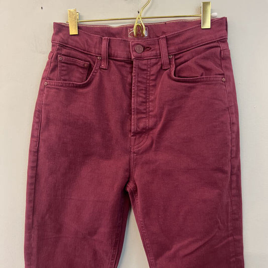 Mother Burgundy Denim The Tripper Ankle Fray Jeans 27