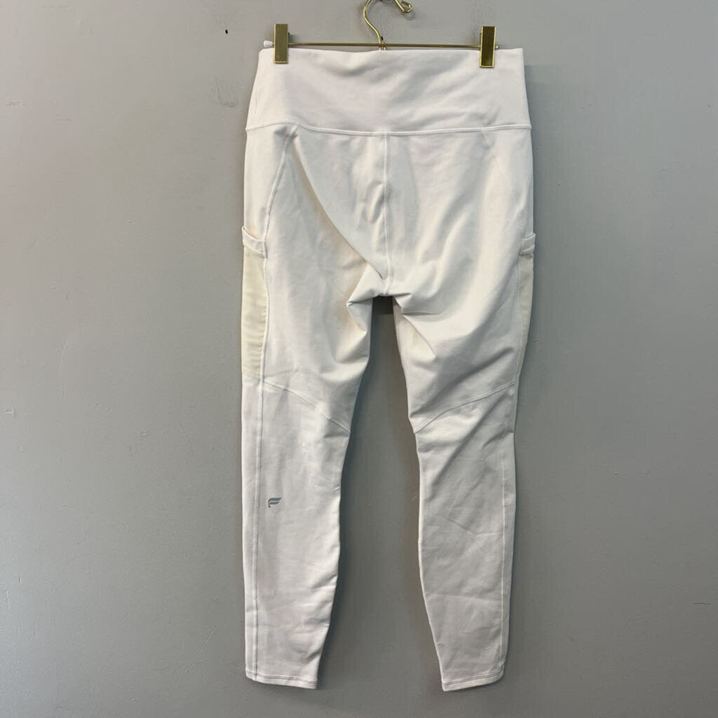 Fabletics White Full Length Power Hold Athletic Leggings Medium
