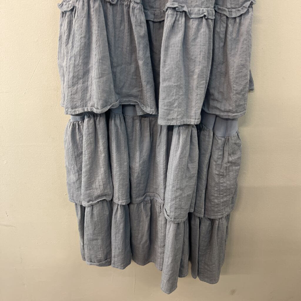 Davi and Dani Blue Eyelet Short Sleeve Tiered Skirt Maxi Dress Medium