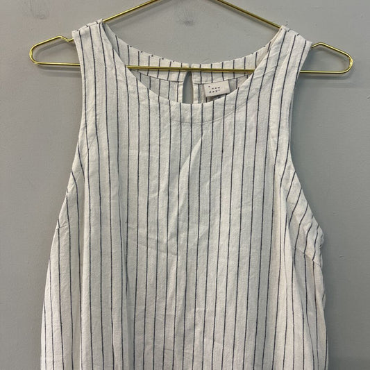 White/ Black Striped Sleeveless Tank Dress Medium