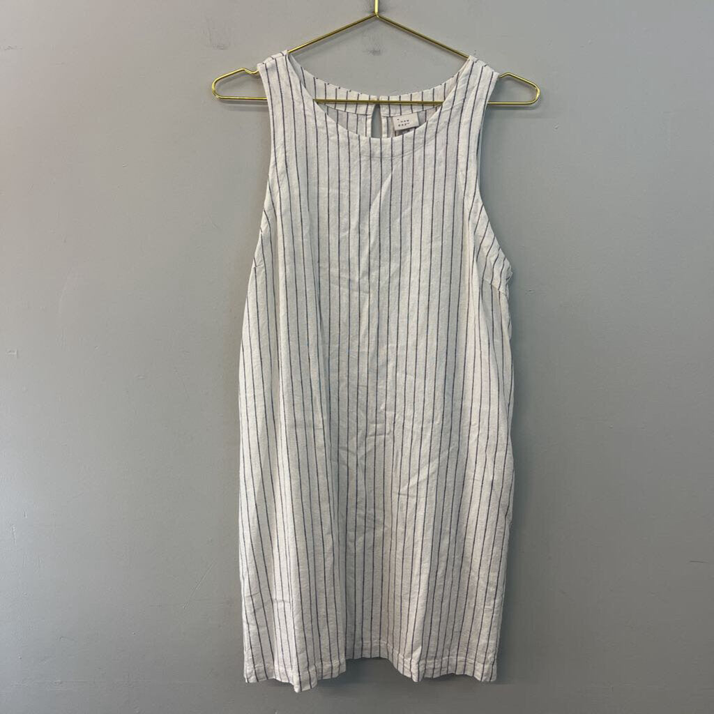 White/ Black Striped Sleeveless Tank Dress Medium